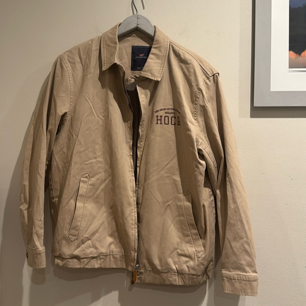 Vineyard Vines Heritage Harrington Regular Fit Jacket Tan Men's Medium Spring 23